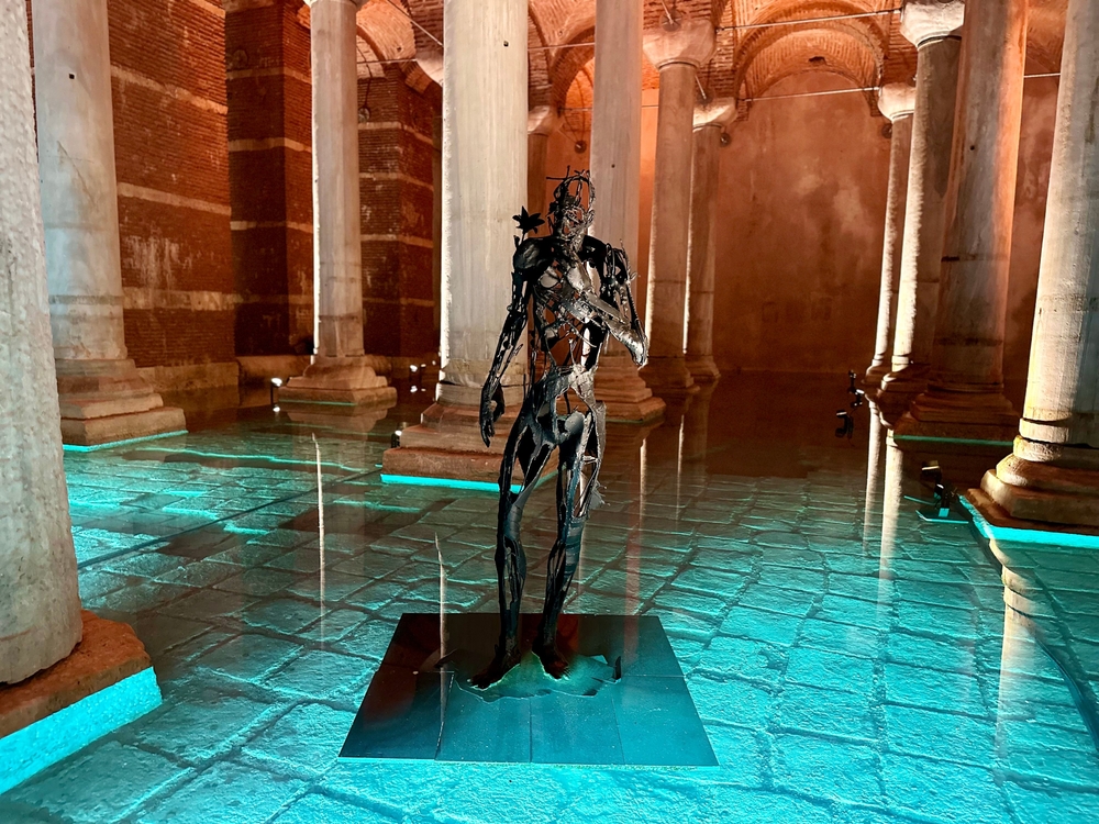 Basilica Cistern interior with rows of ancient columns and water reflections